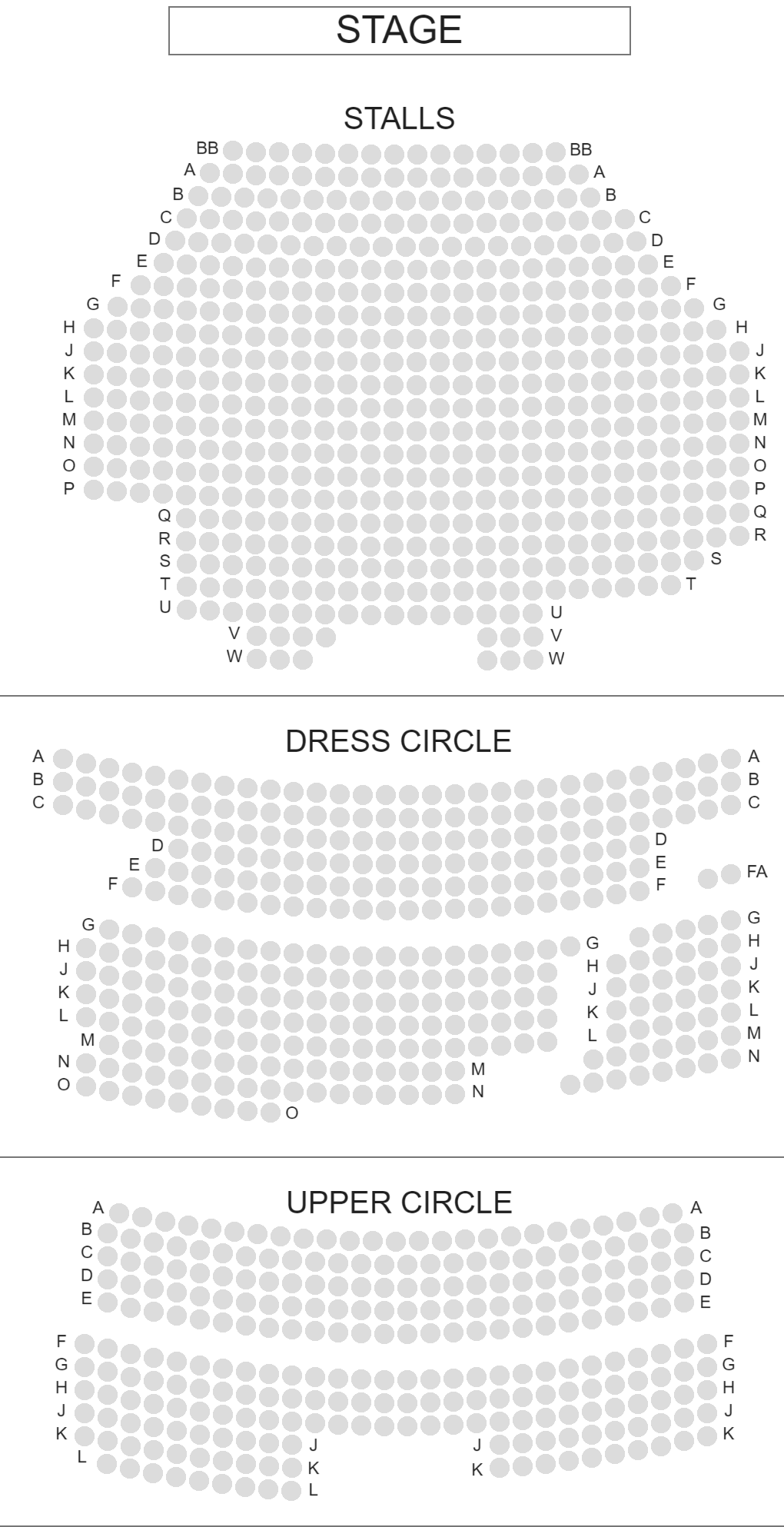 Carnegie Hall - Seating Plan of Main Hall, Dress Circle, Balcony